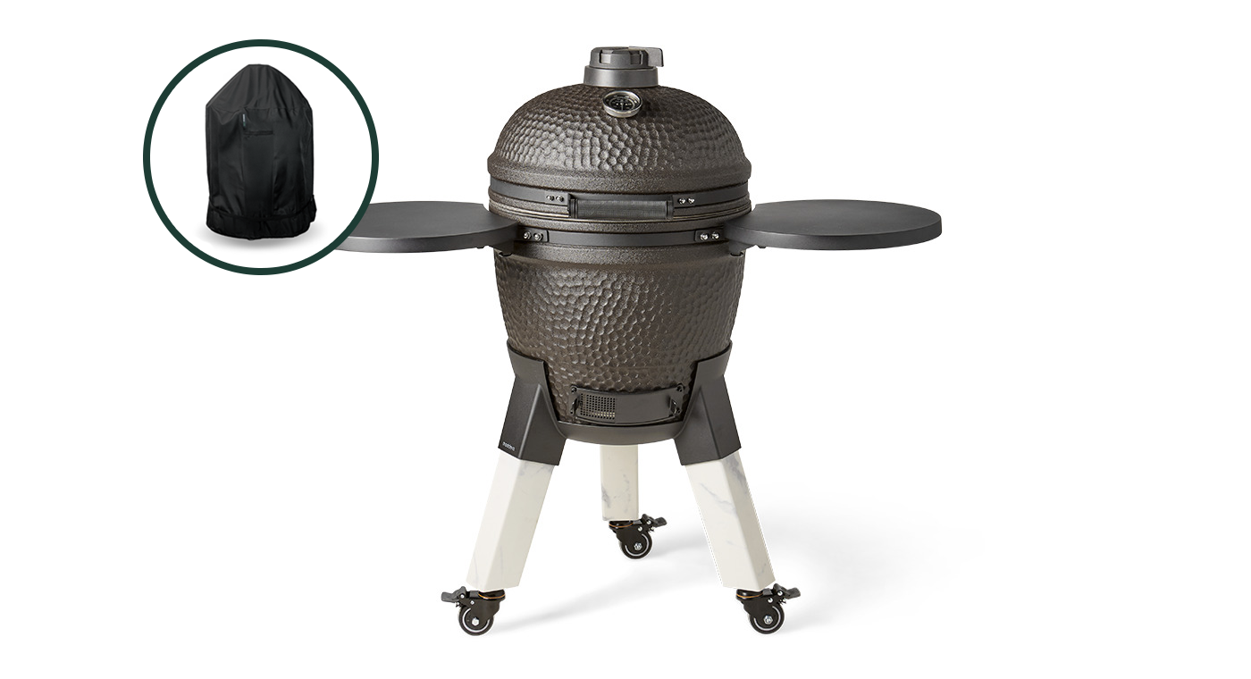 Moddern Kamado Zwart Incl. Zijtafels & Marble-look Poten